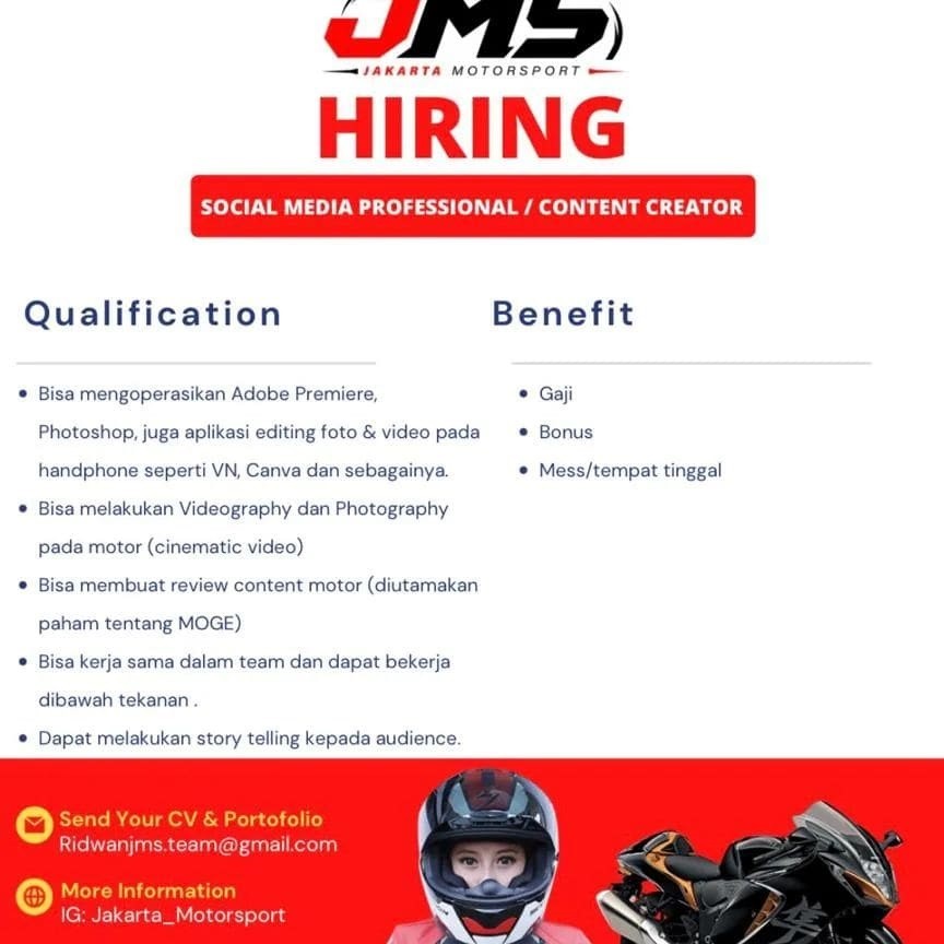 LOKER SOSIAL MEDIA PROFESIONAL (CONTENT CREATOR)